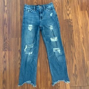 High rise slim straight jeans